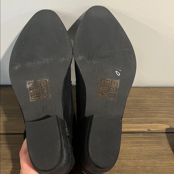 Fanylrobin + Free people black leather lace up heeled ankle booties size 7 - Picture 10 of 10